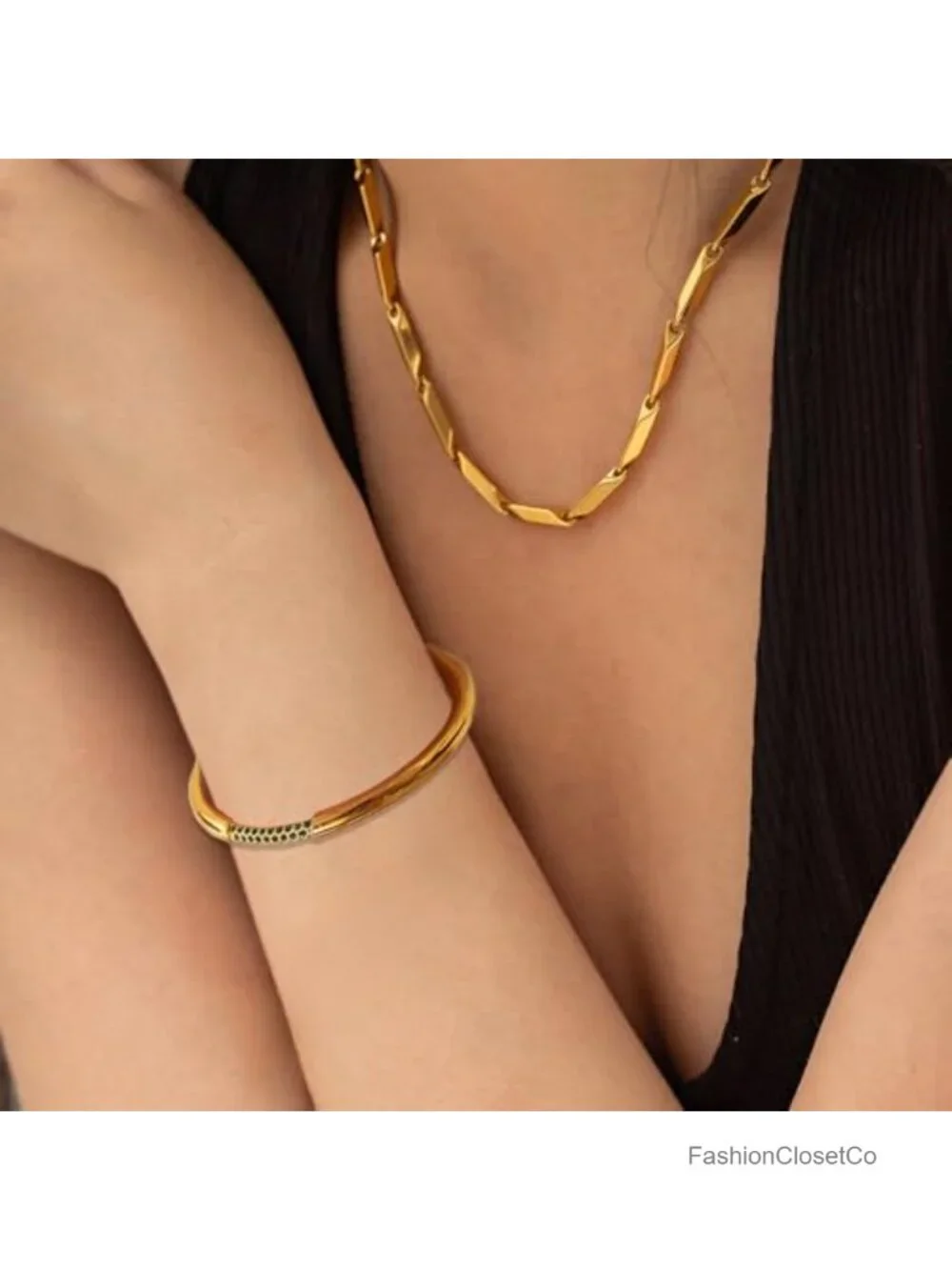 18K Gold Plated Minimalism Cuff Bangle Bracelet Adjustable Open Arm Cuff